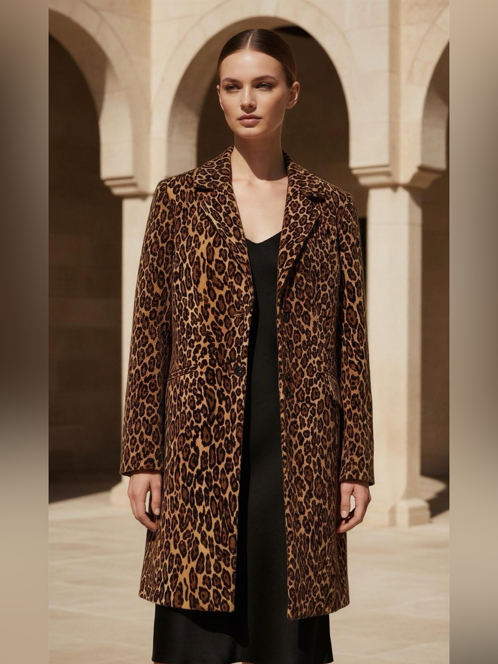 Pamela McCoy Leopard-Print Trench Coat - Brown & Black